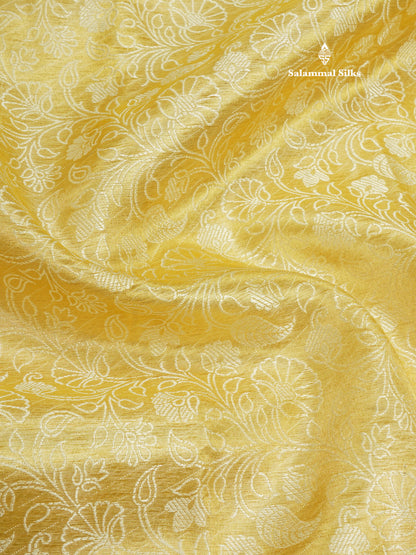 Gold Colour Tissue Silk Mix Saree With Contrast Golden Yellow Border