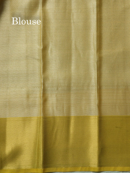 Gold Colour Tissue Silk Mix Saree With Contrast Golden Yellow Border
