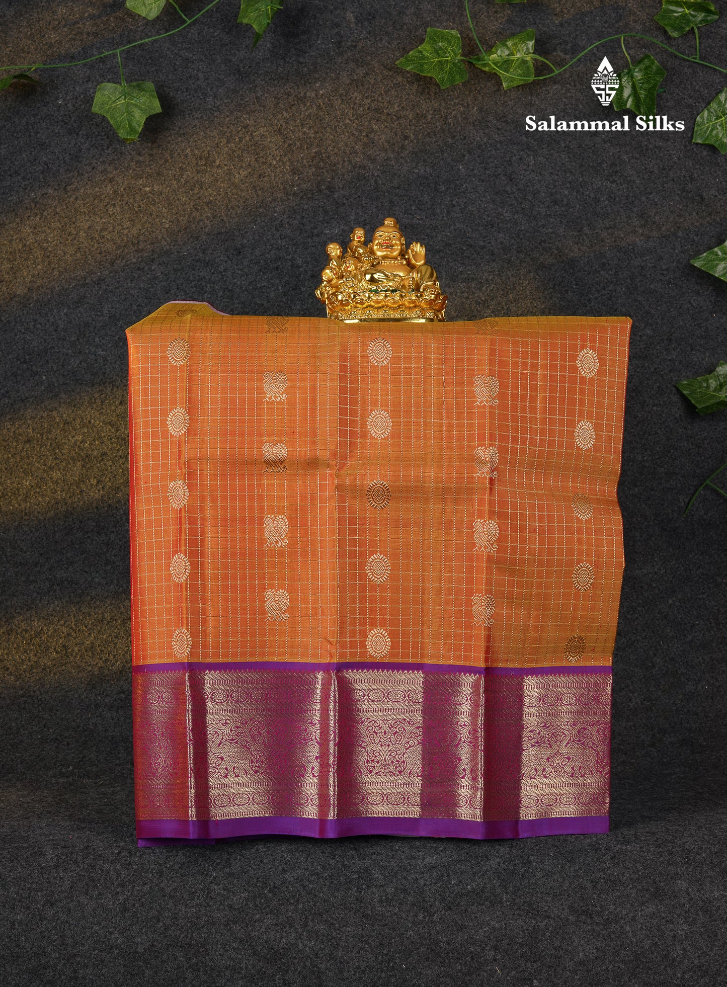Beautiful Zari Checks With Annam And Chakaram Butta Pure Silk Pattu Pavadai (Sapphire Green) With Contrast Violet Traditional Blouse 18"