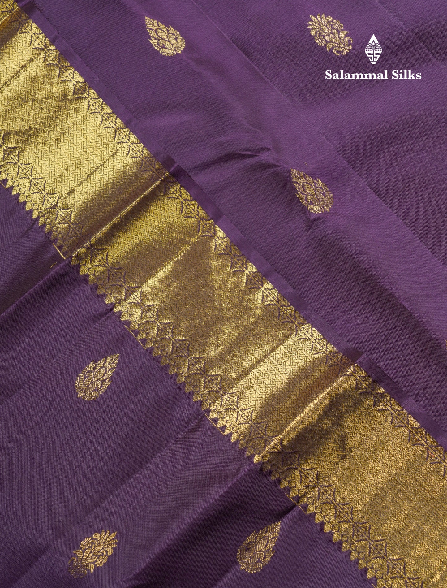 Beautiful Dark Violet Pure Kanjivaram Silk Saree With Traditional Evening Morning Border