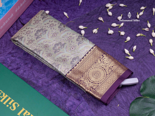 Semi Silk Pattu Pavadai  (Elaichi Green) with Brown Colour Blouse 18"