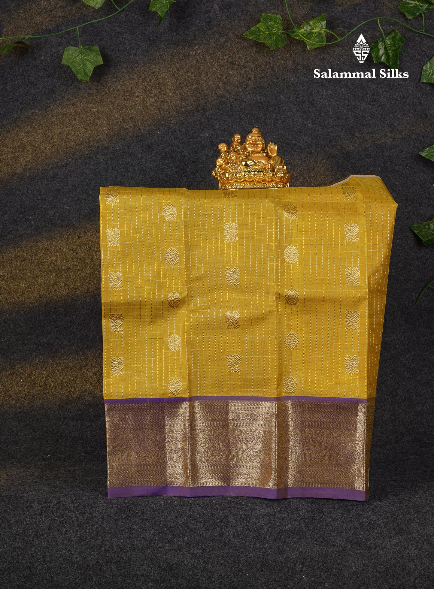 Beautiful Zari Checks With Annam And Chakaram Butta Pure Silk Pattu Pavadai (Sapphire Green) With Contrast Violet Traditional Blouse 18"
