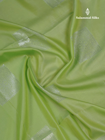 Beautiful Parrot Green Semi Soft Silk Saree With Contrast Lavender Blouse
