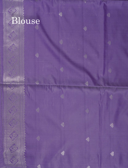 Beautiful Parrot Green Semi Soft Silk Saree With Contrast Lavender Blouse