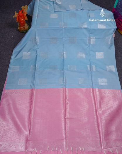 Beautiful Parrot Green Semi Soft Silk Saree With Contrast Lavender Blouse