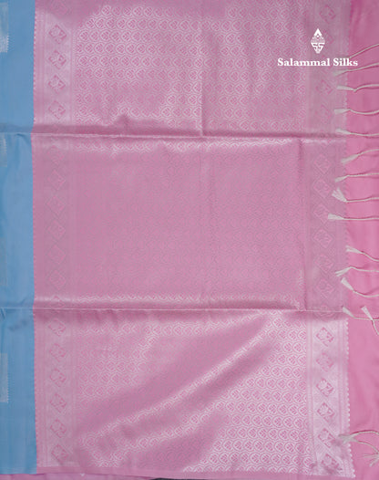 Beautiful Parrot Green Semi Soft Silk Saree With Contrast Lavender Blouse