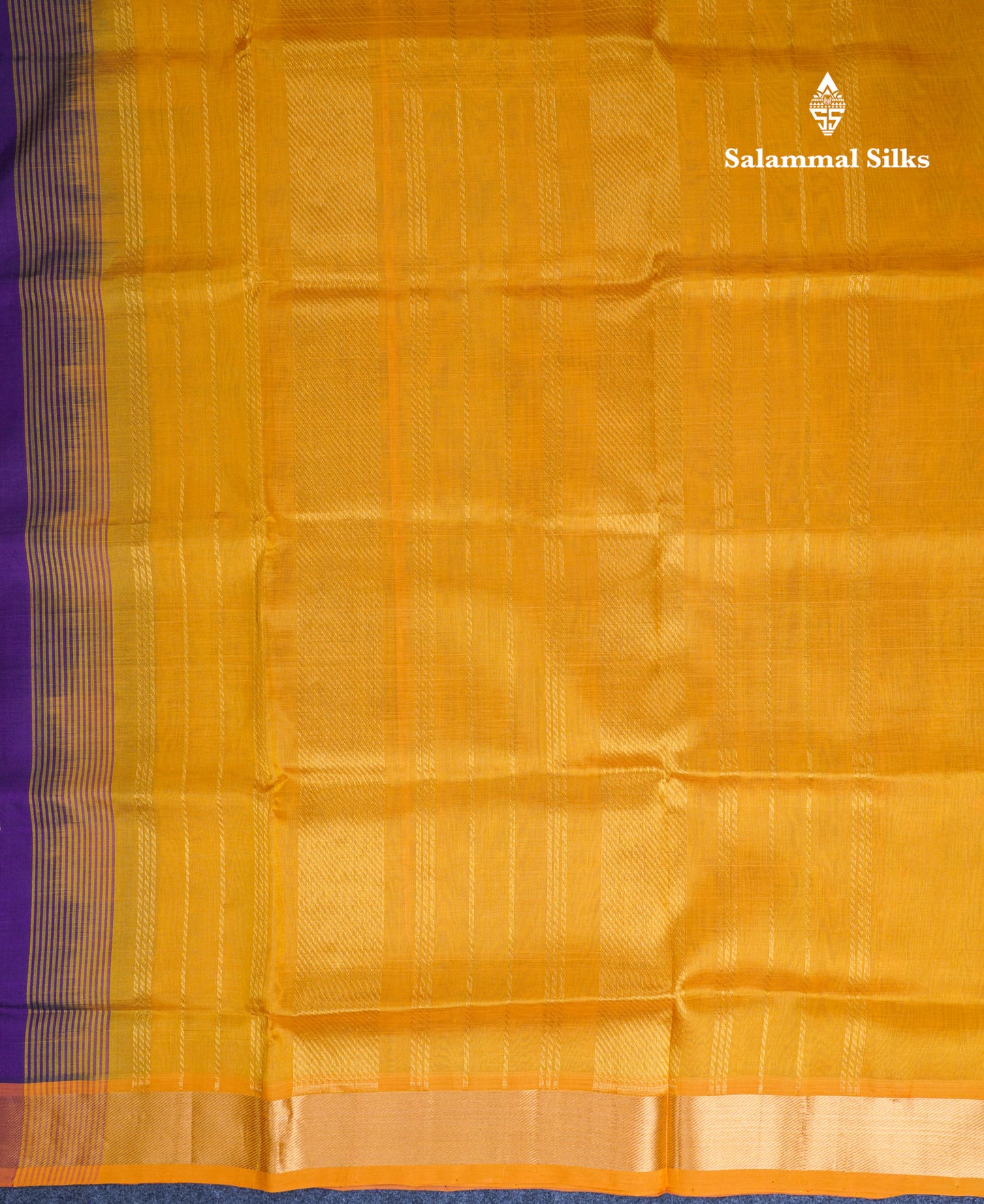 Dark Purple Pure Silk Cotton Saree With Contrast Mustard Yellow Blouse
