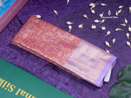 Semi Silk Pattu Pavadai  (Redish Pink) with Lavender Colour Blouse 18"