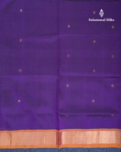 Dark Purple Pure Silk Cotton Saree With Contrast Mustard Yellow Blouse