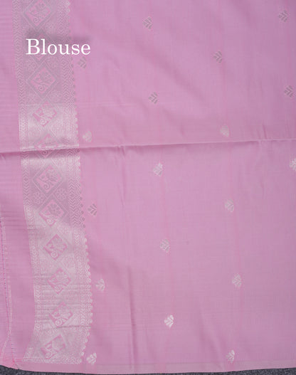 Beautiful Parrot Green Semi Soft Silk Saree With Contrast Lavender Blouse