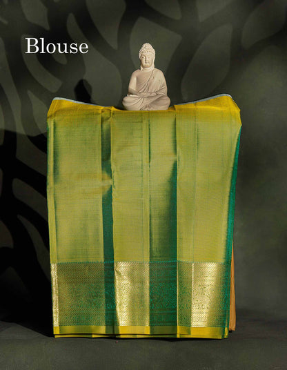 Pure Silk Pattu Pavadai - Dual Tone Peacock Blue Colour Body Traditional Butta With Checks | 0-2 Years