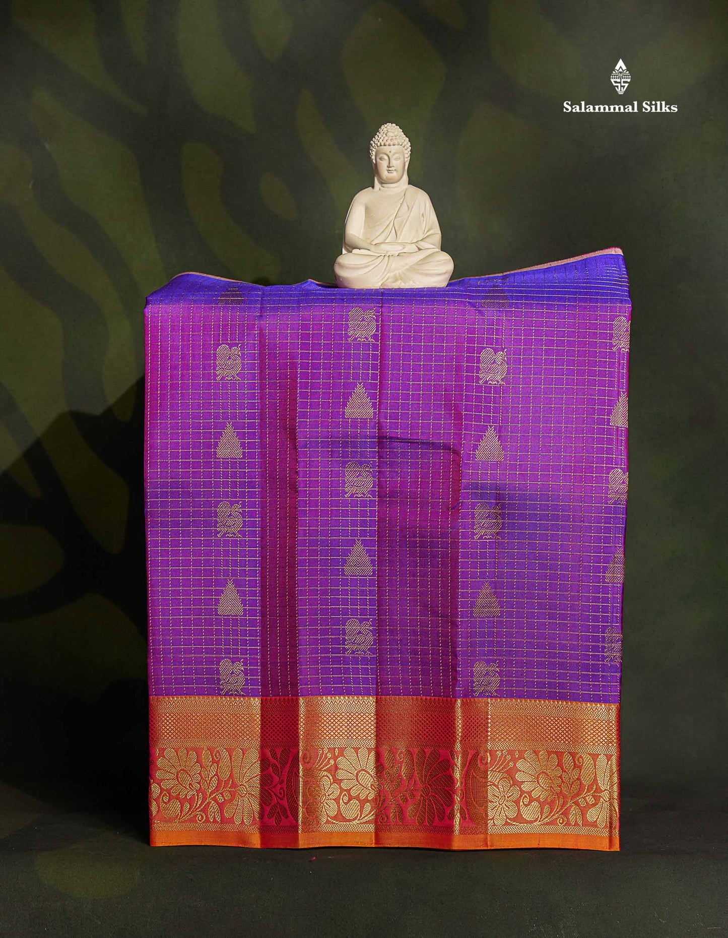 Pure Silk Pattu Pavadai - Purple Colour Body Traditional Butta With Checks | 0-2 Years 