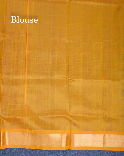 Dark Purple Pure Silk Cotton Saree With Contrast Mustard Yellow Blouse