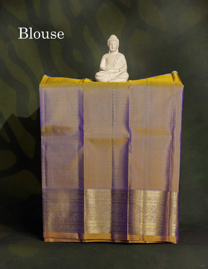 Pure Silk Pattu Pavadai - Dual Tone Peacock Blue Colour Body Traditional Butta With Checks | 0-2 Years