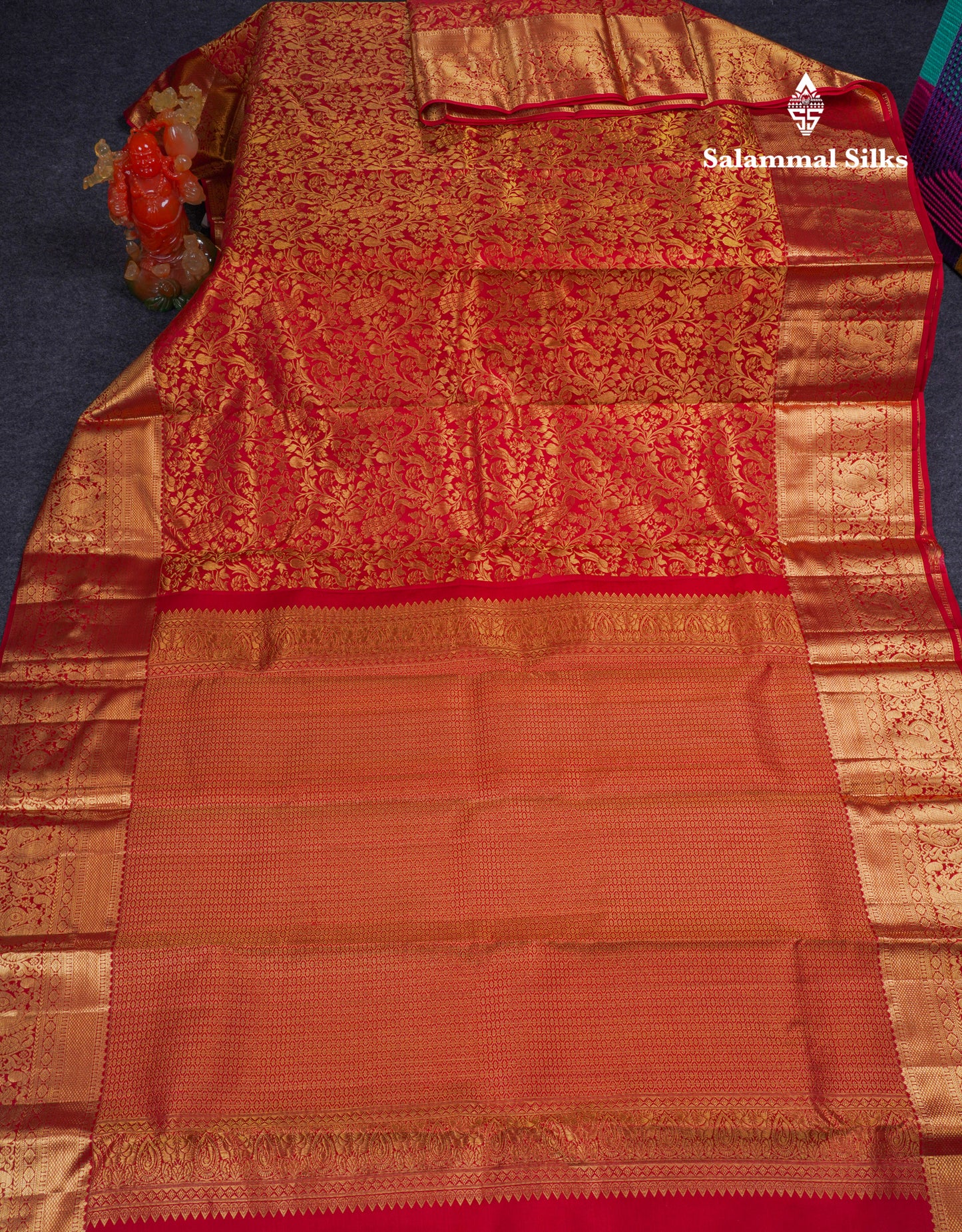 Beautiful Red Bridal Pure Kanjivaram Silk Saree With Traditional Border