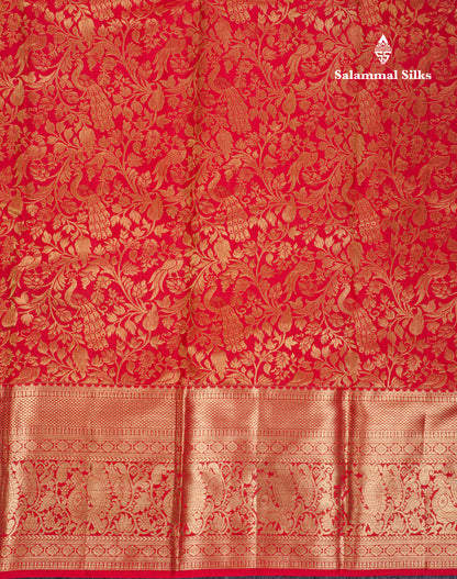 Beautiful Red Bridal Pure Kanjivaram Silk Saree With Traditional Border