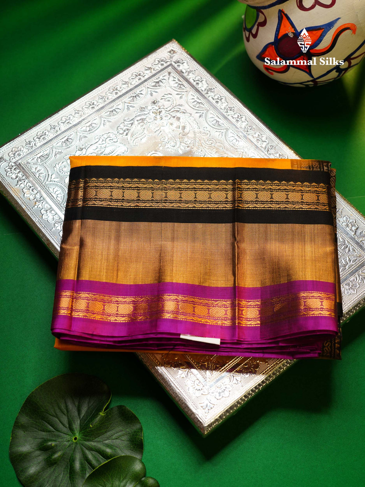 Beautiful Yellow Pure Silk Cotton Saree With Contrast Black Traditional Evening Morning Border