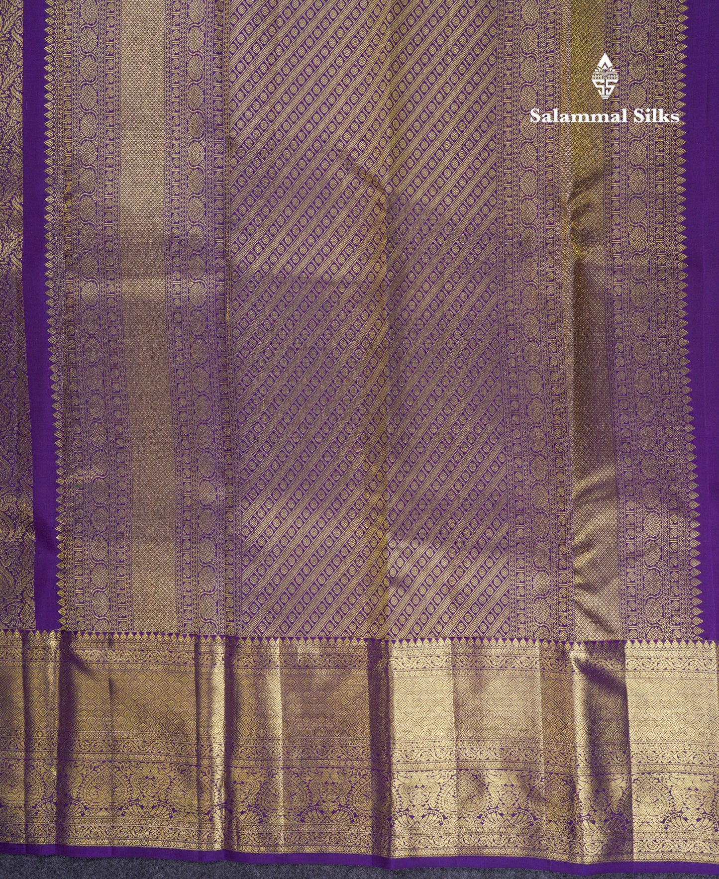 Beautiful Violet Bridal Pure Kanjivaram Silk Saree With Traditional Evening Morning Border