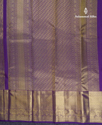 Beautiful Violet Bridal Pure Kanjivaram Silk Saree With Traditional Evening Morning Border