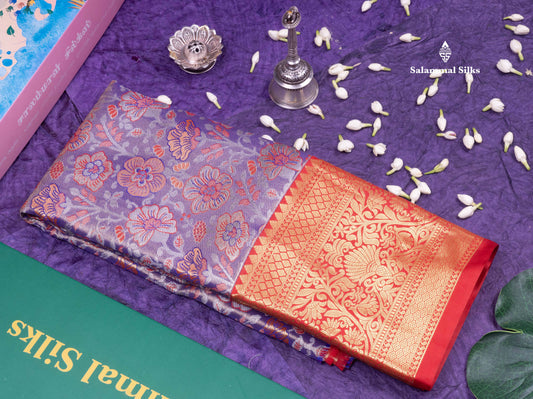 Semi Silk Pattu Pavadai  (Light purple) with Maroon colour 27"