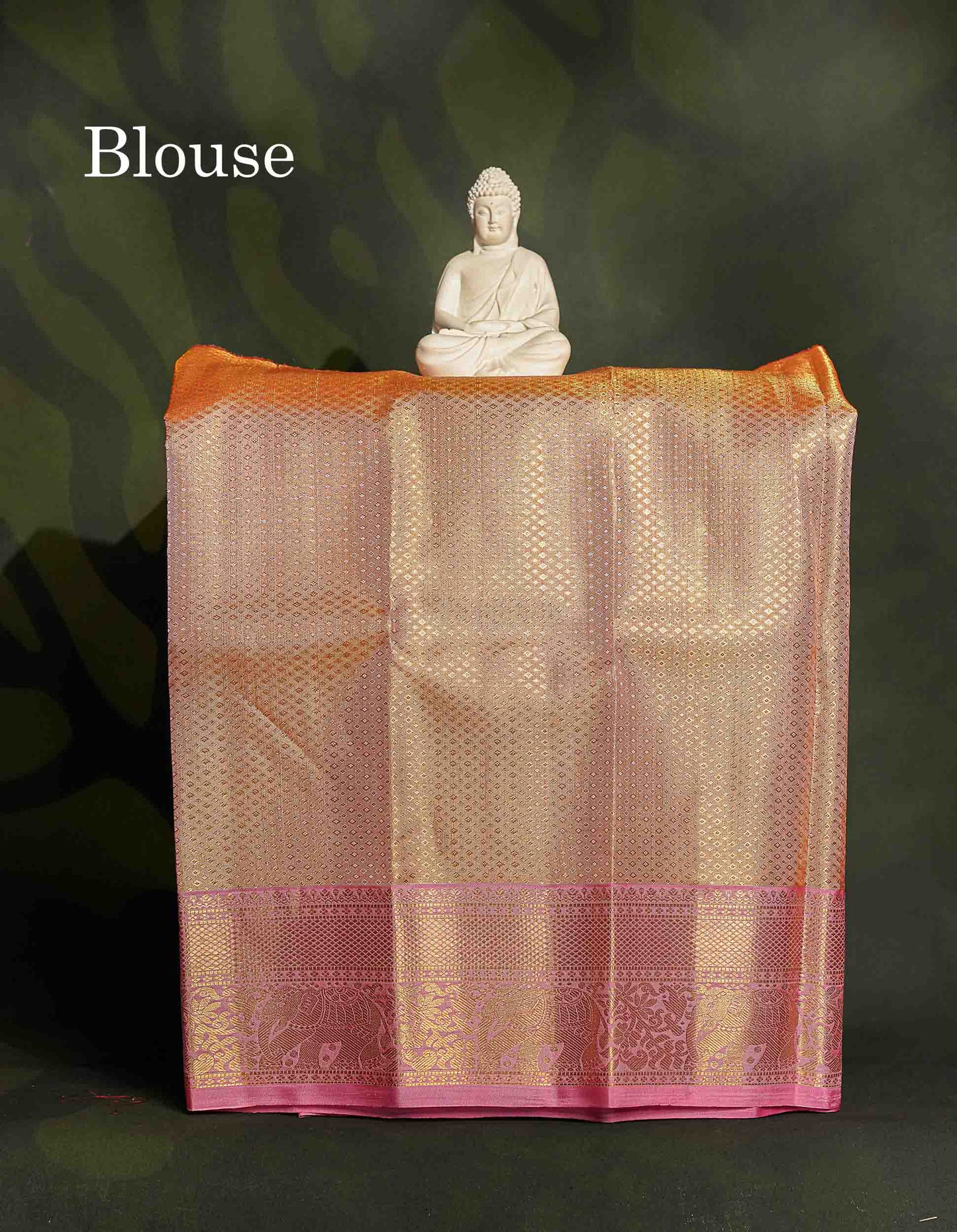 Pure Silk Pattu Pavadai - Gold Colour Body Tissue With Baby Pink Border | 0-2 Years