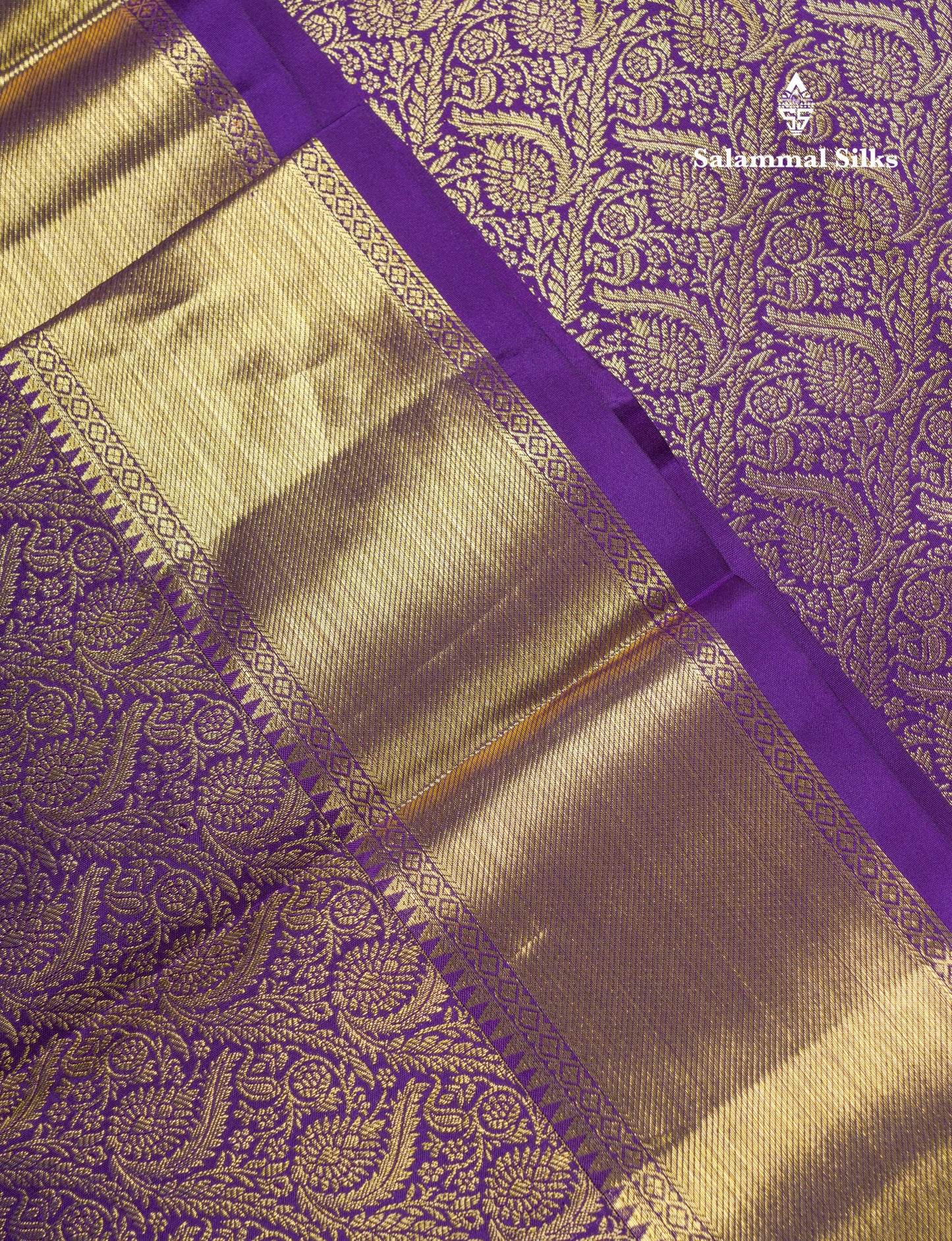 Beautiful Violet Bridal Pure Kanjivaram Silk Saree With Traditional Evening Morning Border