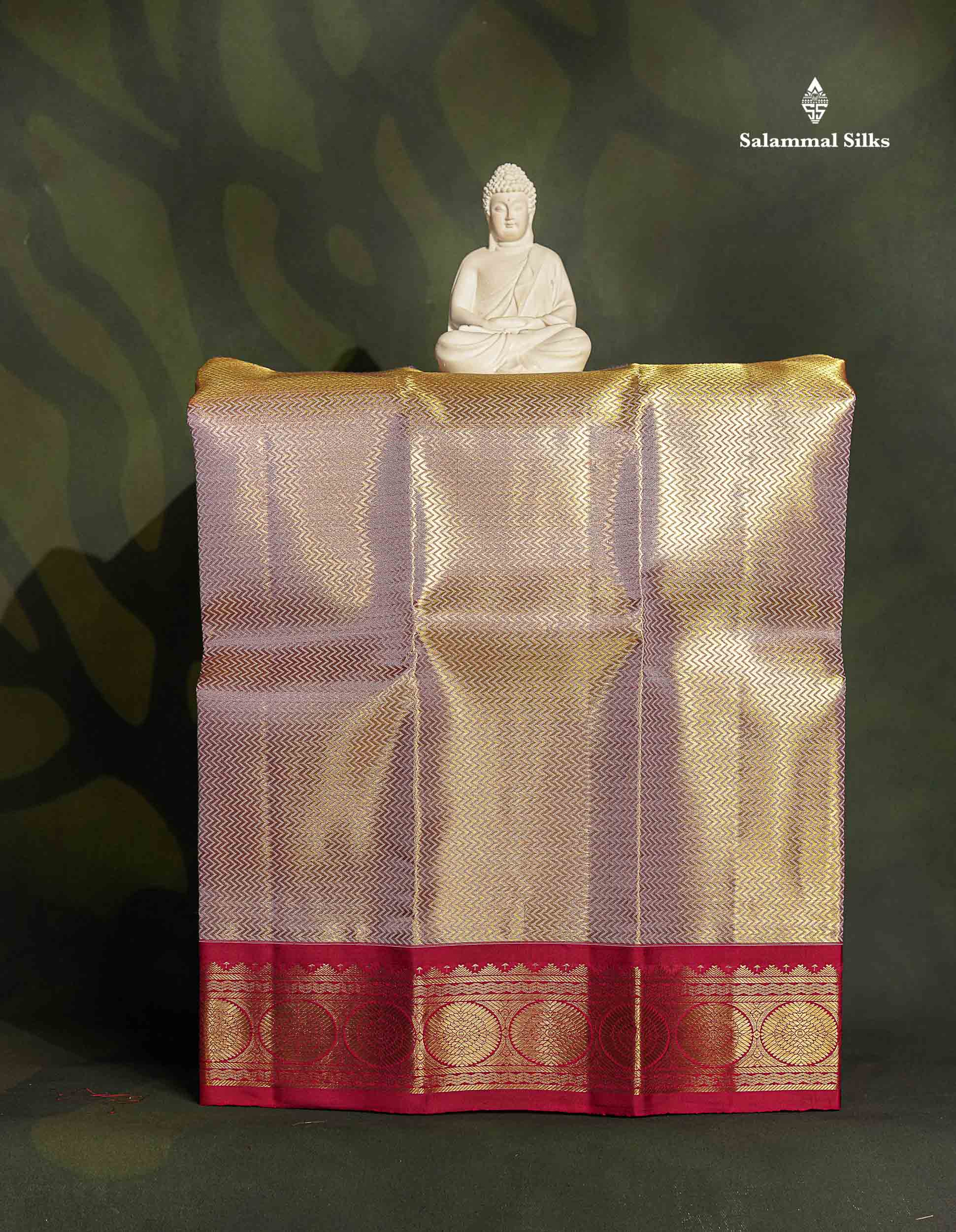 Pure Silk Pattu Pavadai - Gold Colour Body Tissue With Baby Pink Border | 0-2 Years