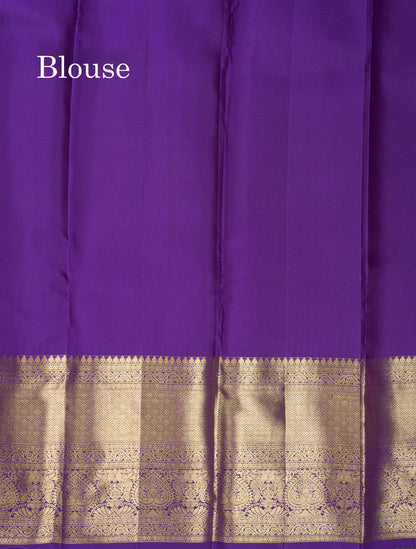Beautiful Violet Bridal Pure Kanjivaram Silk Saree With Traditional Evening Morning Border