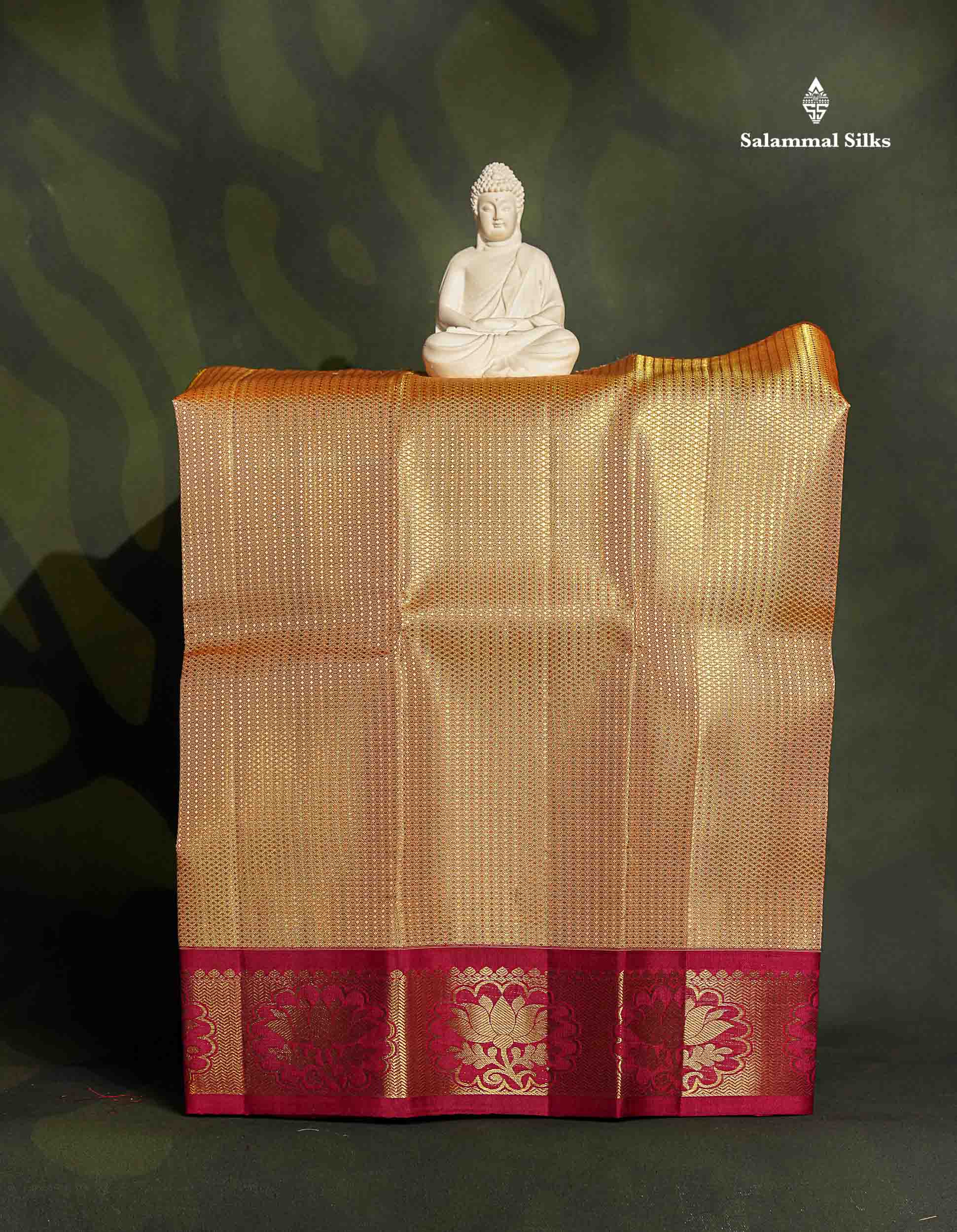 Pure Silk Pattu Pavadai - Golden Yellow Colour Tissue With Pink Border | 0-2 Years 