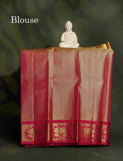 Pure Silk Pattu Pavadai - Light Grey Colour Tissue With Pink Border | 0-2 Years