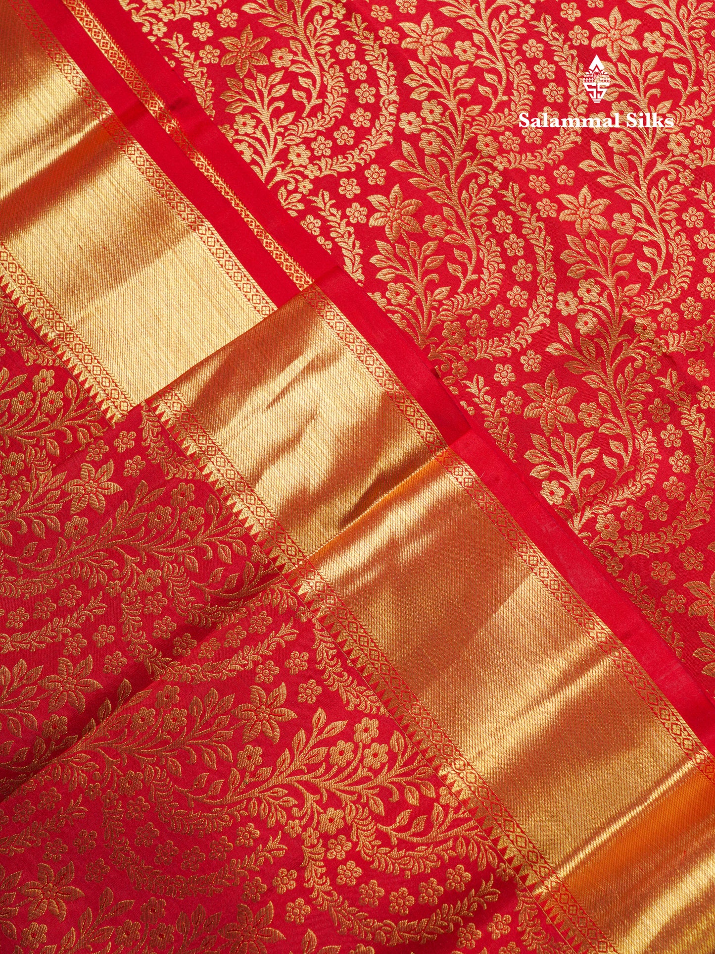 Beautiful Chilly Red Bridal Pure Kanjivaram Silk Saree With Traditional Evening Morning Border