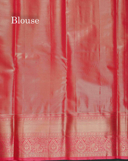 Tissue Bridal Semi Silk Saree - Light Blue Colour Body With Contrast Redish Pink Border
