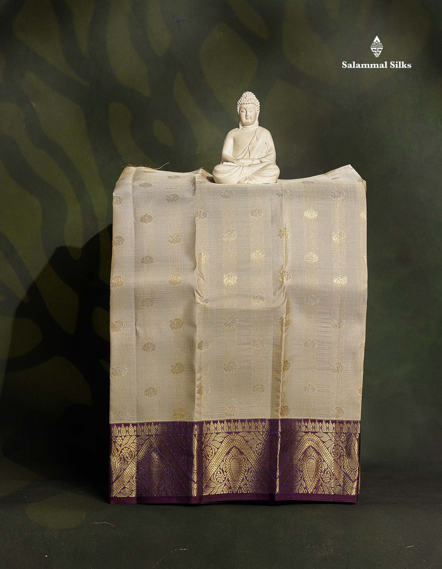 Pure Silk Pattu Pavadai - Light Grey Colour Body With Dark Purple Border | 0-2 Years 