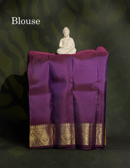 Pure Silk Pattu Pavadai - Light Grey Colour Body With Dark Purple Border | 0-2 Years