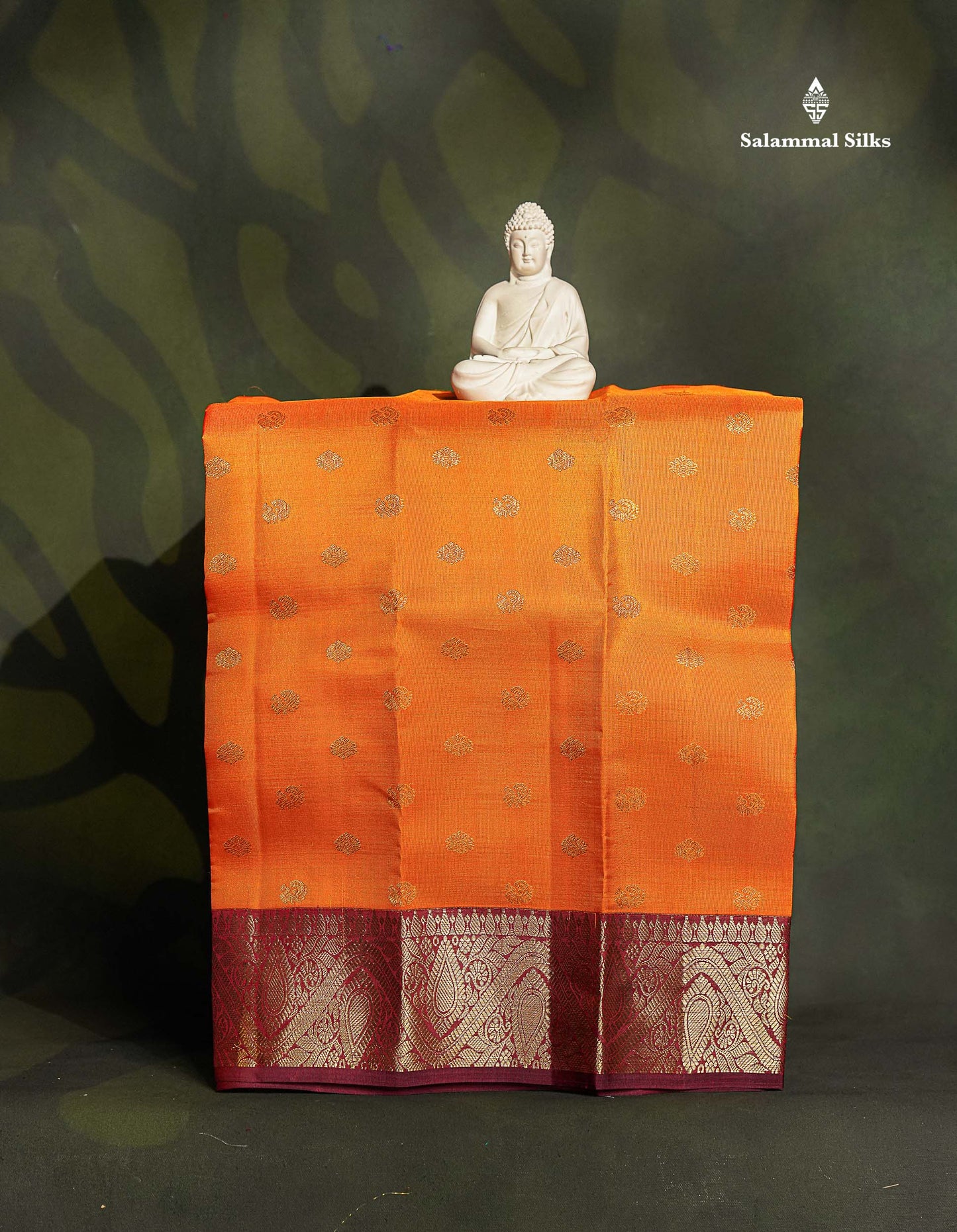 Pure Silk Pattu Pavadai - Orange Colour Body Butta With Dark Magenta Border | 0-2 Years