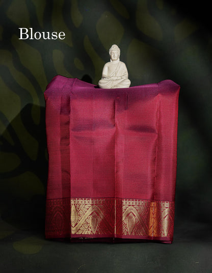 Pure Silk Pattu Pavadai - Manthulir Green Colour Body Butta With Dark Magenta Border | 0-2 Years