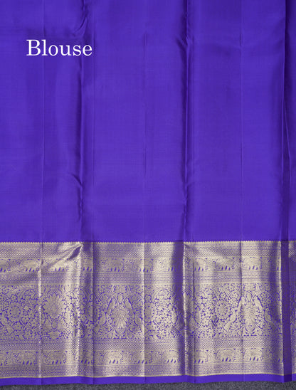 Beautiful Sapphire Green Bridal Pure Kanjivaram Silk Saree With Contrast Royal Blue Traditional Evening Morning Border
