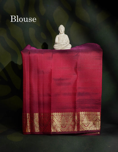 Pure Silk Pattu Pavadai - Manthulir Green Colour Body Butta With Dark Magenta Border | 0-2 Years