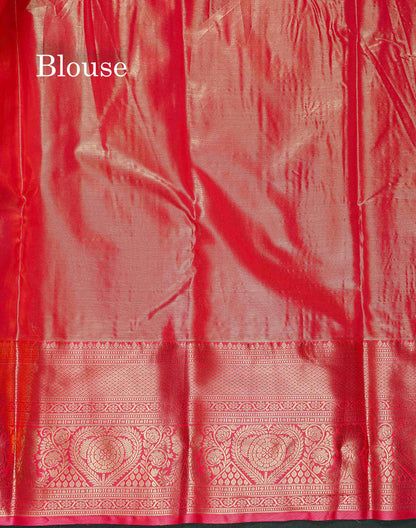 Tissue Bridal Semi Silk Saree - Pastel Blue Colour Body With Contrast Redish Pink Border
