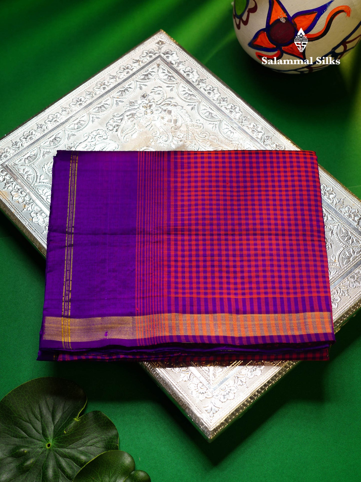 Beautiful Black & White Tiny Checks Semi Silk Cotton Saree With Contrast Black Blouse
