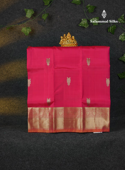 Beautiful Pure Silk Pattu Pavadai (Peach) With Contrast Orange Blouse 27"