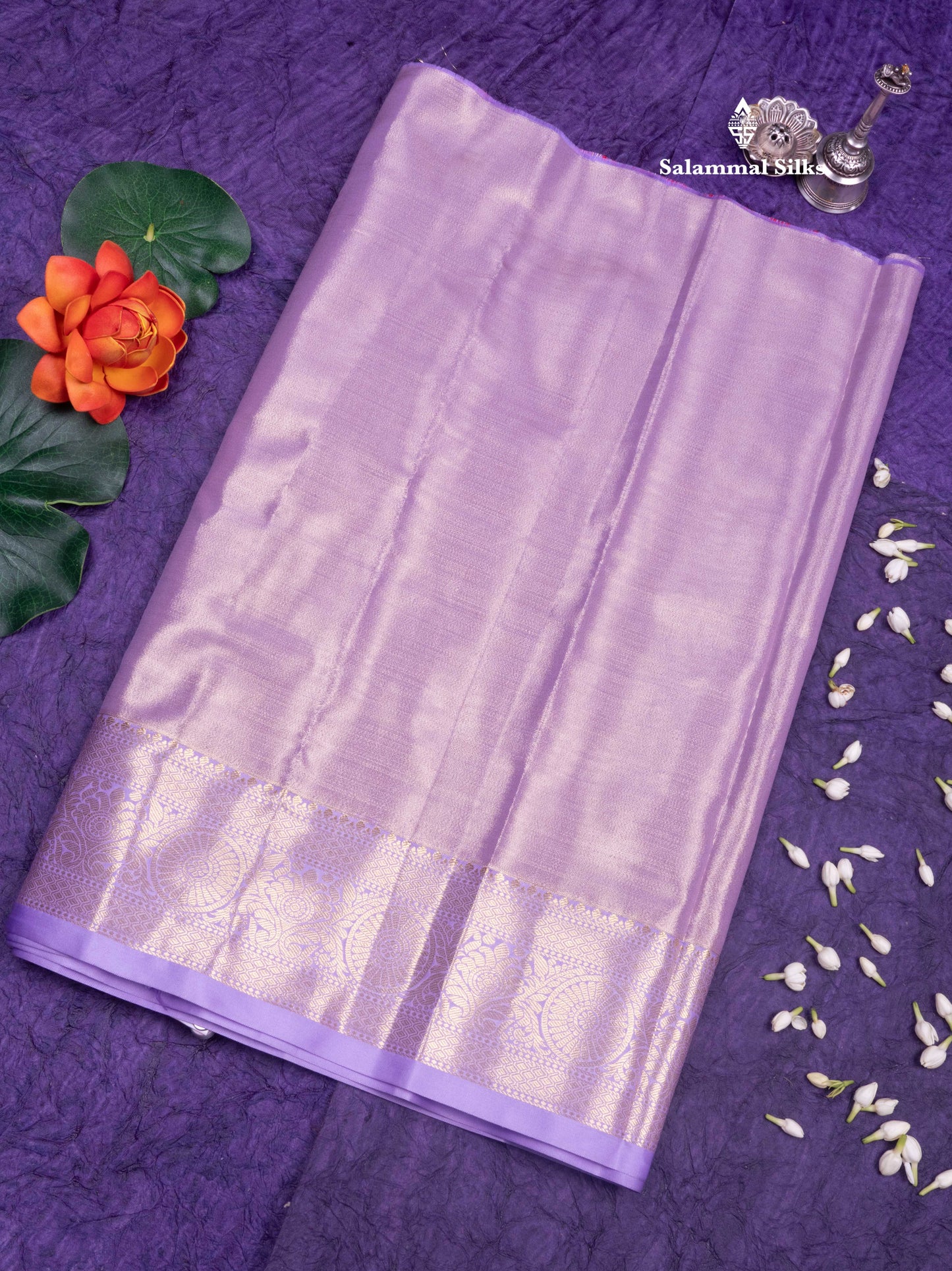 Semi Silk Pattu Pavadai  (Redish Pink) with Lavender Colour Blouse 18"