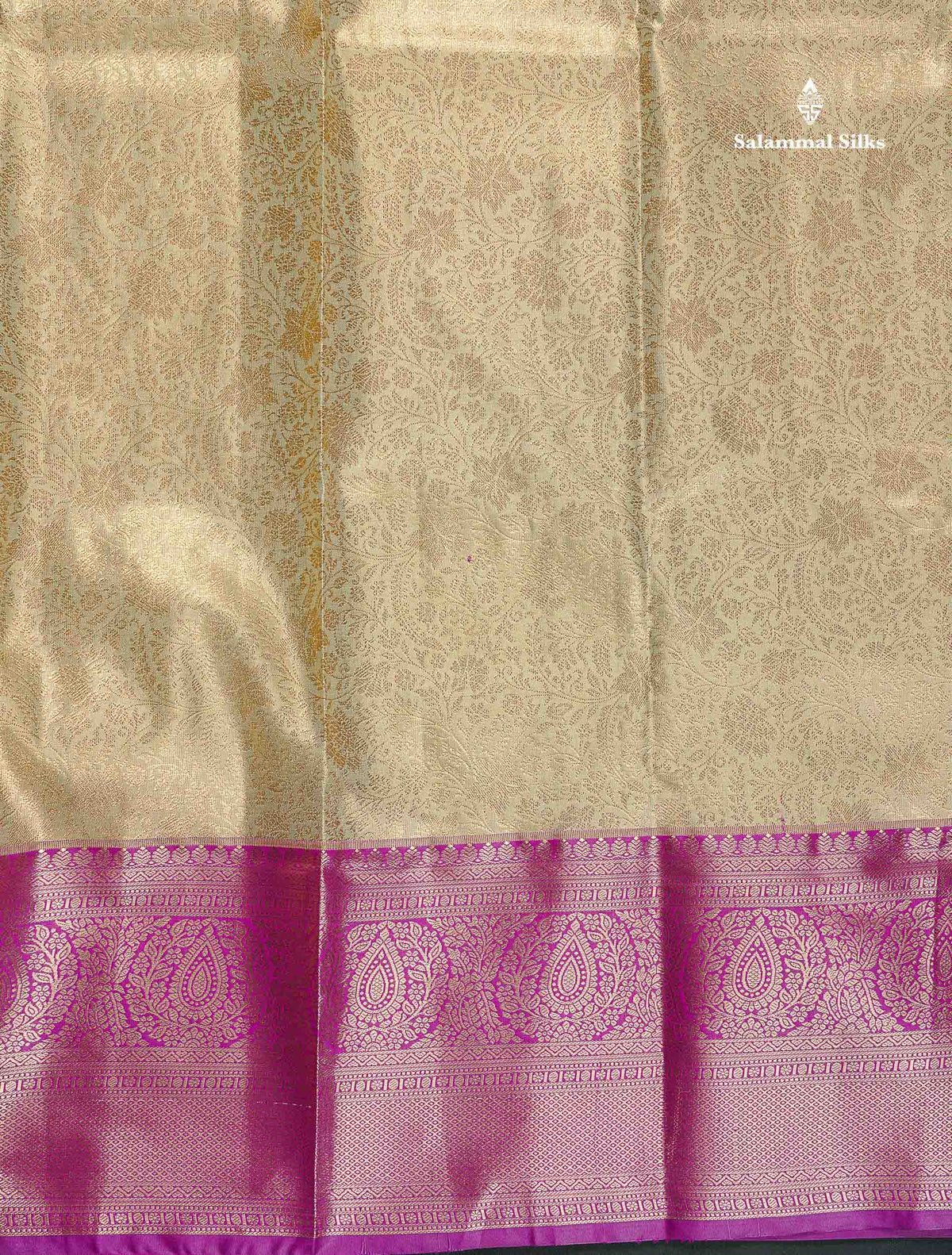 Tissue Bridal Semi Silk Saree - Light Olive Green Colour Body With Contrast Vadamalli Border