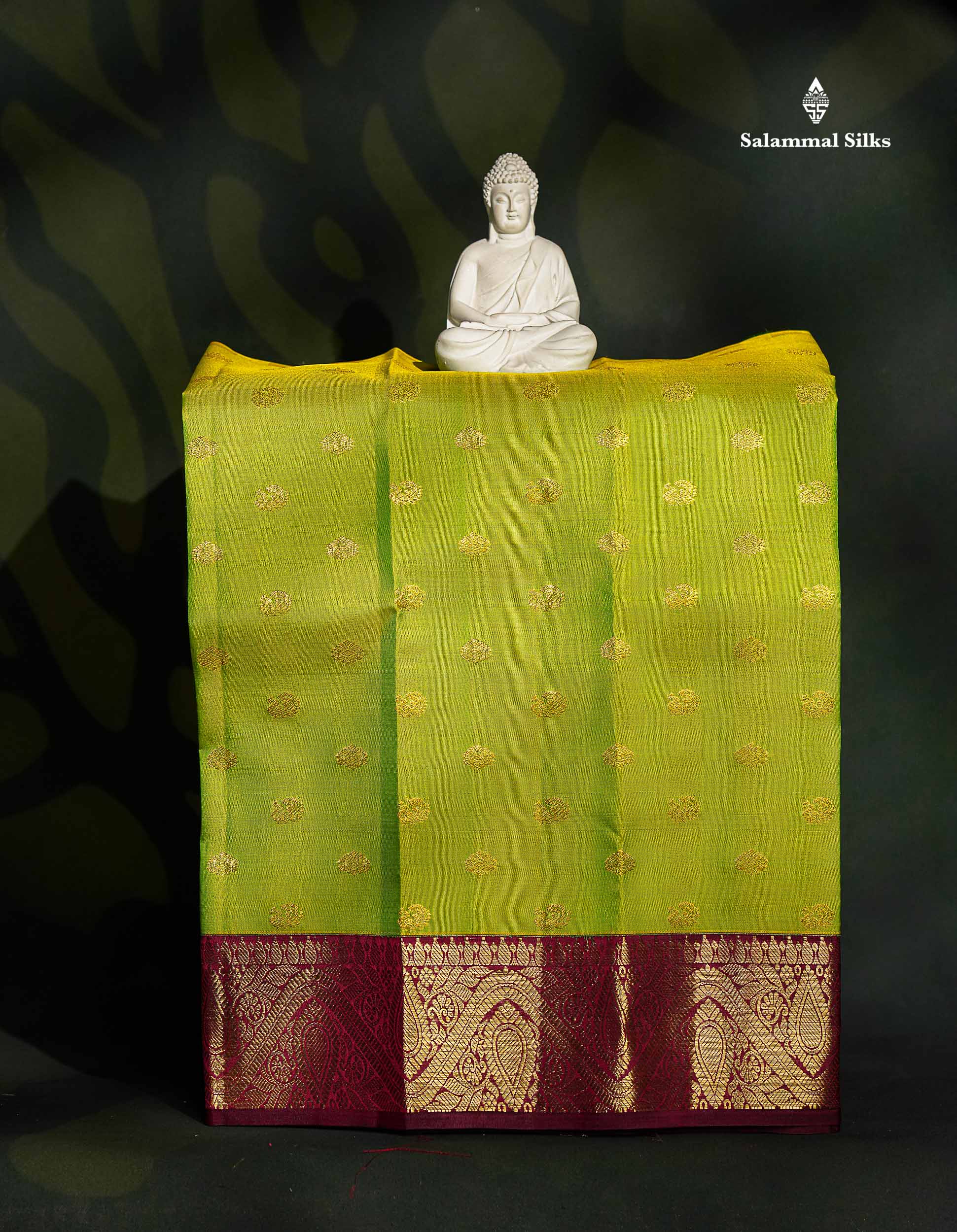 Pure Silk Pattu Pavadai - Manthulir Green Colour Body Butta With Dark Magenta Border | 0-2 Years