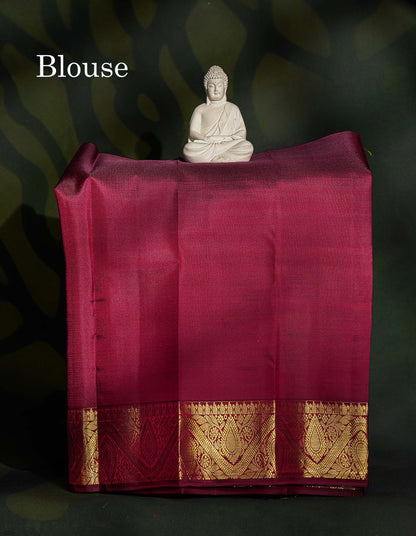 Pure Silk Pattu Pavadai - Manthulir Green Colour Body Butta With Dark Magenta Border | 0-2 Years