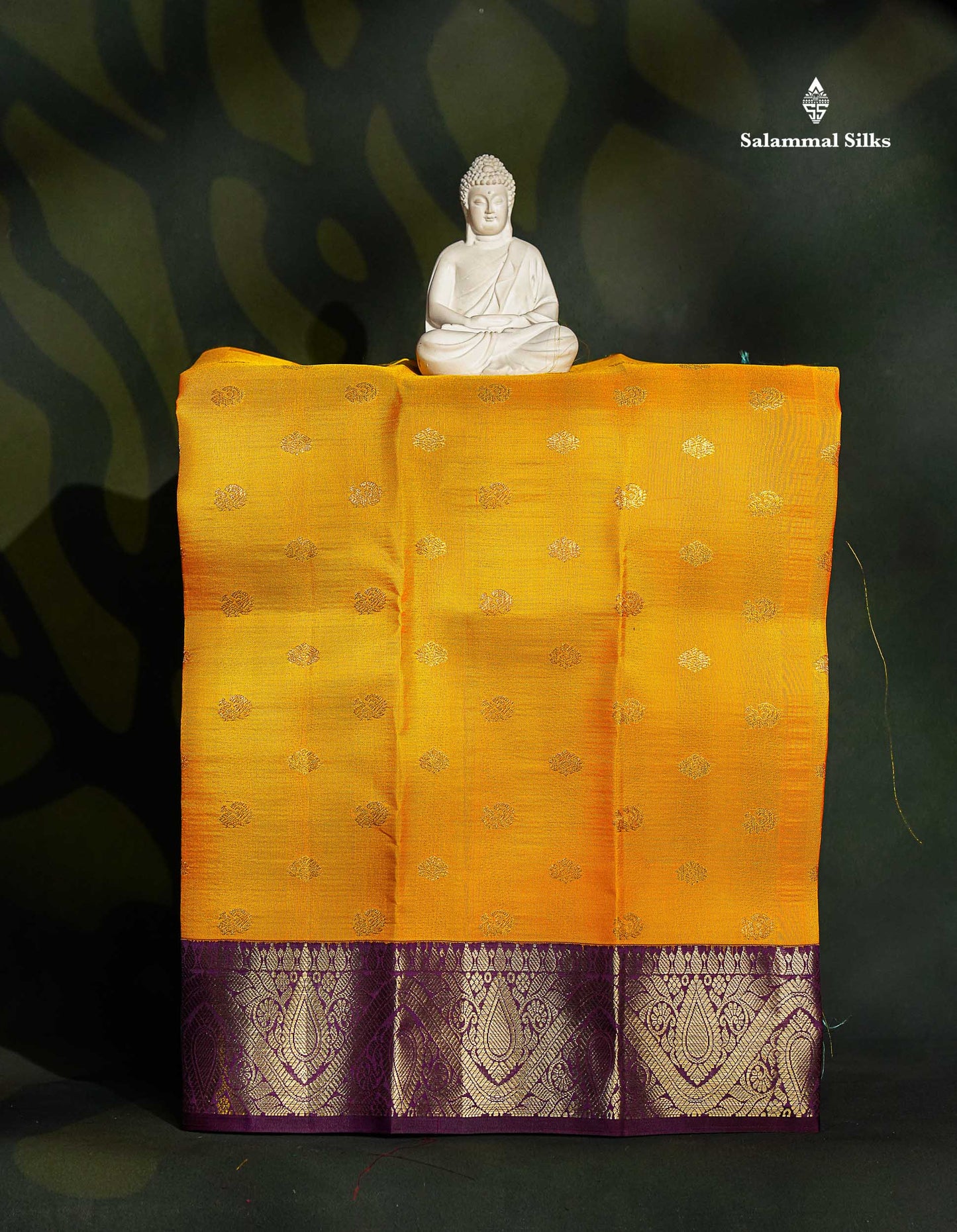 Pure Silk Pattu Pavadai - Yellow Colour Body With Dark Purple Border | 0-2 Years 
