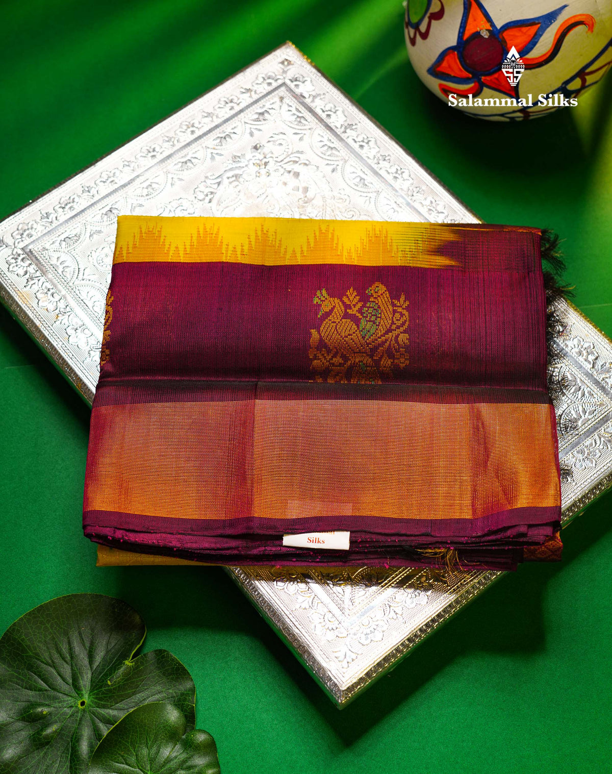 Beautiful Yellow Zari Checks Thread Butta Pure Silk Cotton Saree With Contrast Magenta Traditional Evening Morning Border