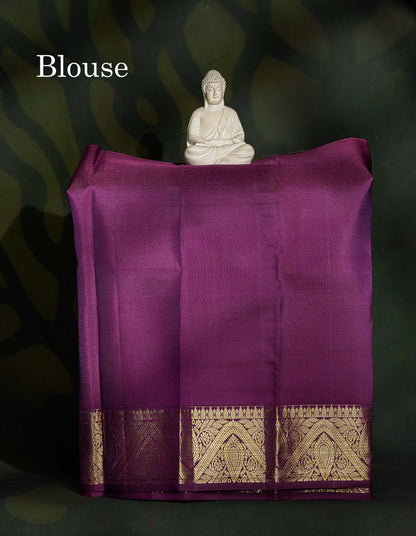 Pure Silk Pattu Pavadai - Light Grey Colour Body With Dark Purple Border | 0-2 Years