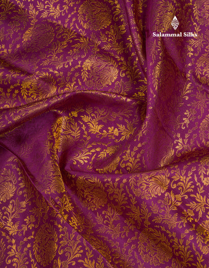 Beautiful Magenta Bridal Pure Kanjivaram Silk Saree With Contrast Tissue Green Fancy Evening Morning Border