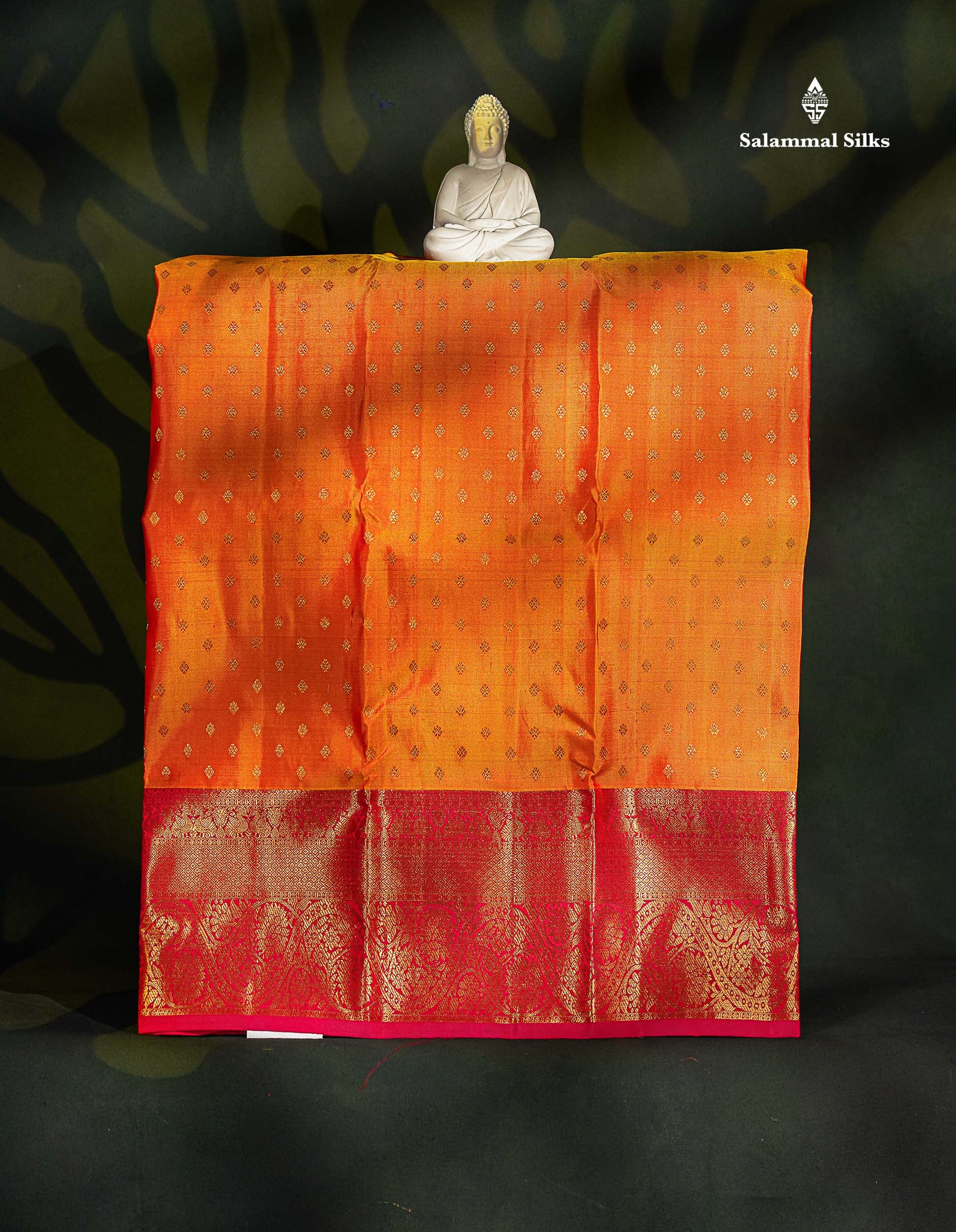 Pure Silk Pattu Pavadai - Orange Colour With Pink Border | 3-4 Years